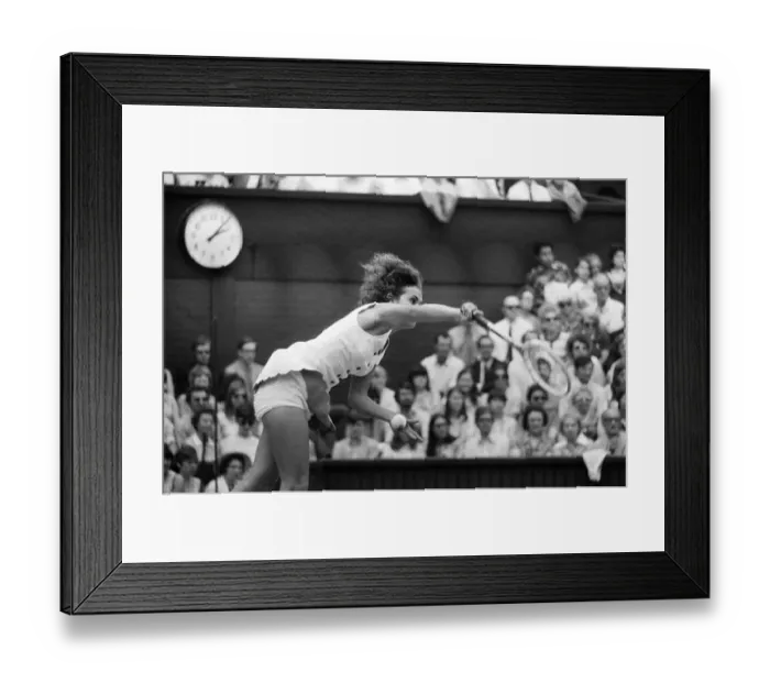 Framed Print : 1971 Wimbledon Ladies Singles Final. Champion Evonne Goolagong in action. 2nd July 1971