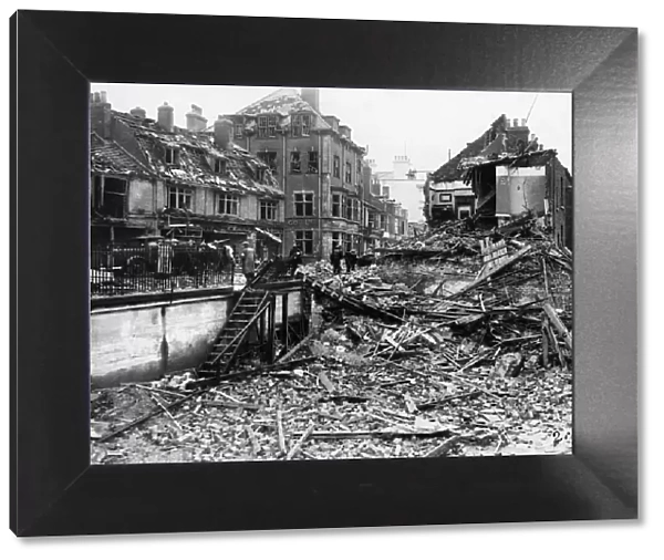 Bomb damage to Bridlington in the North East of England after Germain airmen of