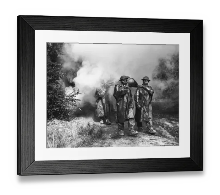 Framed Print : Home Guard training in the evacuation of casualties during a gas attack whilst Framed Print : Home Guard training in the evacuation of casualties during a gas attack whilst