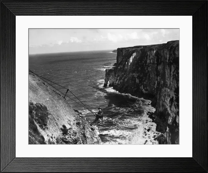 Framed Print : Army training in the scaling of sea cliffs somewhere in the South West of England Framed Print : Army training in the scaling of sea cliffs somewhere in the South West of England