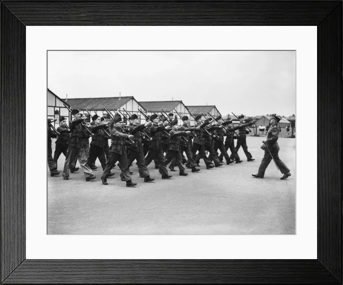 Framed Print : Home Guard seen here being drilled whilst on training and manoeuvres exercise Framed Print : Home Guard seen here being drilled whilst on training and manoeuvres exercise