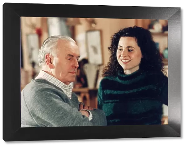 George Cole and Minnie Driver filming scene for TV My Good Friend - March 1994