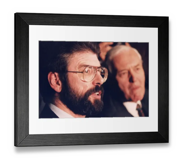 Framed Print : Gerry Adams and Tony Benn at House of Commons press conference - November 1994 Framed Print : Gerry Adams and Tony Benn at House of Commons press conference - November 1994