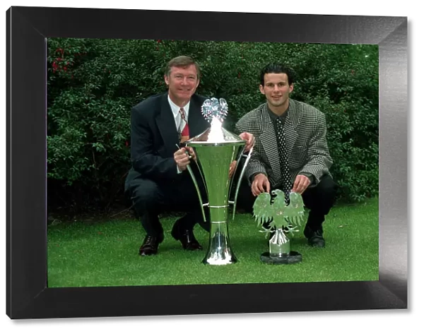 Sir Alex Ferguson and Ryan Giggs with the Barclays Premiership Trophy - May 1993