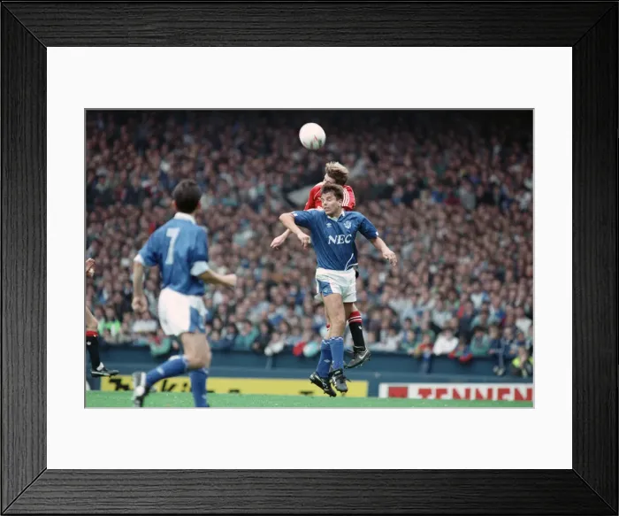 Framed Print : English League Division One match at Goodison Park. Everton 3 v Manchester United 2 Framed Print : English League Division One match at Goodison Park. Everton 3 v Manchester United 2