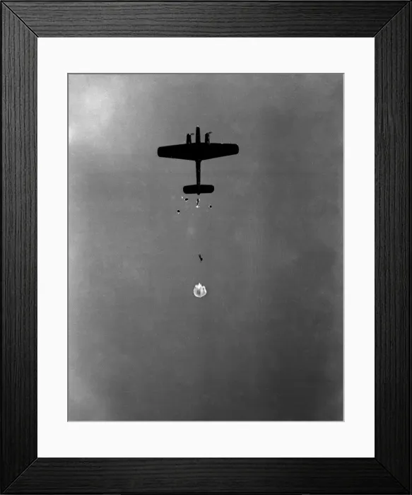 Framed Print : Paratroop Training at RAF Ringway, Manchester. England. Paratroopers seen jumping Framed Print : Paratroop Training at RAF Ringway, Manchester. England. Paratroopers seen jumping
