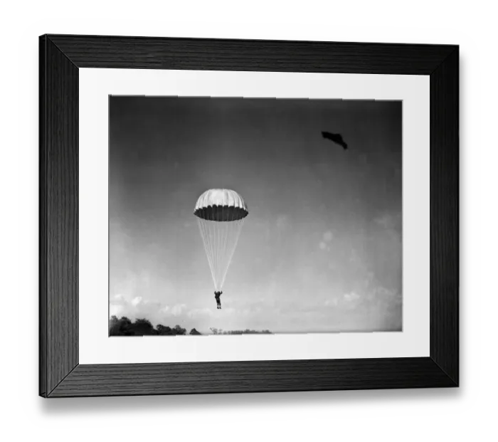 Framed Print : Paratroop Training at RAF Ringway, Manchester. England. Paratroopers seen jumping Framed Print : Paratroop Training at RAF Ringway, Manchester. England. Paratroopers seen jumping