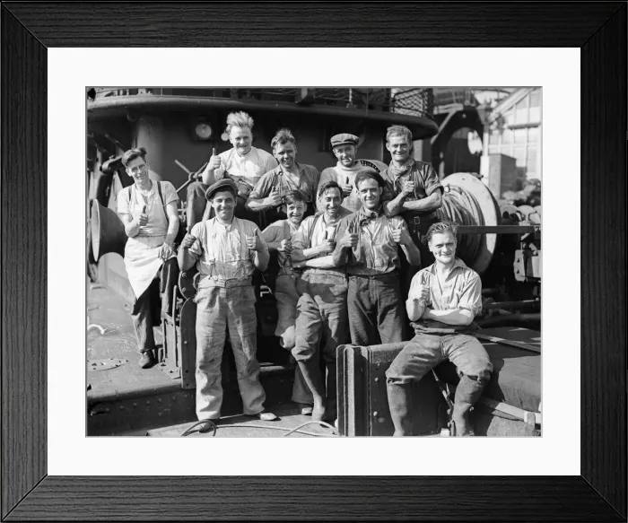 Framed Print : The crew of one of the small ships that helped with the evacuation of the British