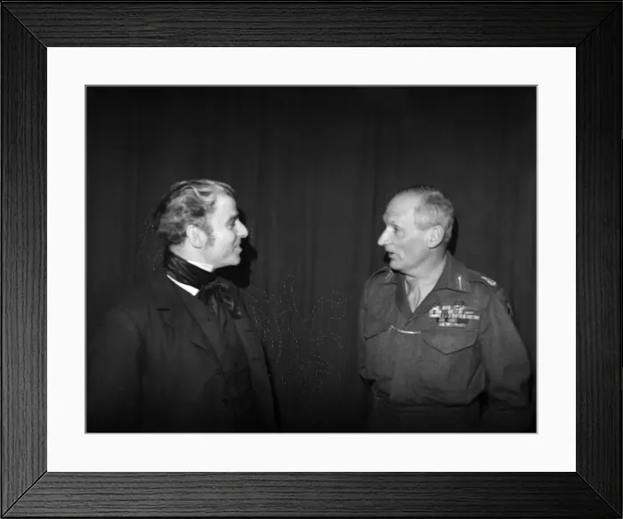 Framed Print : Field Marshal Bernard Montgomery seen here back stage with Emlyn Williams following a Framed Print : Field Marshal Bernard Montgomery seen here back stage with Emlyn Williams following a
