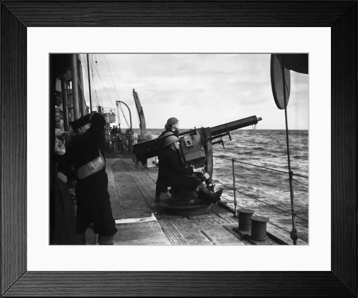 Framed Print : Anti aircraft drill aboard a Royal Navy cruiser of the Home Fleet seen here on exercise Framed Print : Anti aircraft drill aboard a Royal Navy cruiser of the Home Fleet seen here on exercise