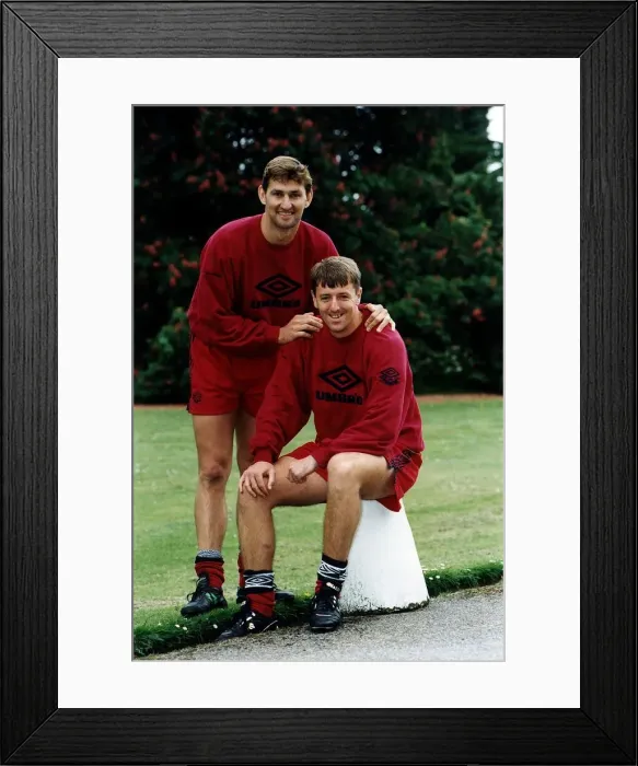 Framed Print : Tony Adams and Matt Le Tissier during a break in training for the England Football Squad