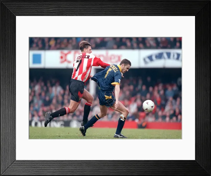 Framed Print : Mathew Le Tissier tackles Dean Blackwell 1994 during Southampton v Wimbledon