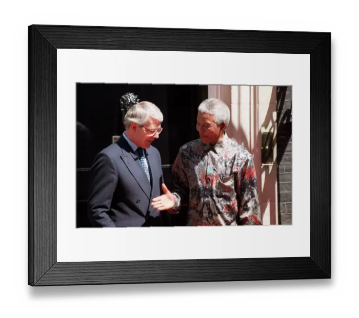 Framed Print : Nelson Mandela on the doorstep of 10 Downing Street with Prime Minister John Major Framed Print : Nelson Mandela on the doorstep of 10 Downing Street with Prime Minister John Major