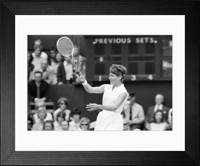 Framed Print : 1971 Wimbledon Ladies Singles Final. Margaret Court in action. 2nd July 1971 Framed Print : 1971 Wimbledon Ladies Singles Final. Margaret Court in action. 2nd July 1971