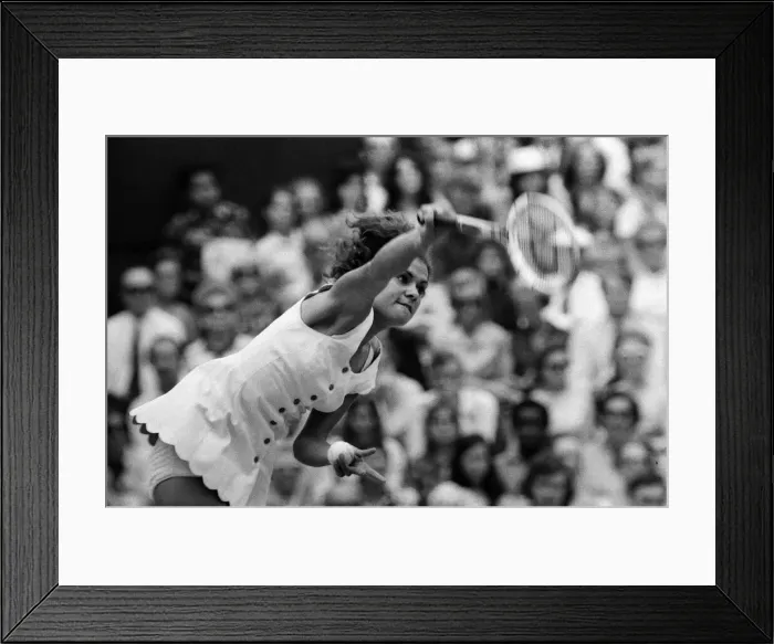 Framed Print : 1971 Wimbledon Ladies Singles Final. Champion Evonne Goolagong in action. 2nd July 1971 Framed Print : 1971 Wimbledon Ladies Singles Final. Champion Evonne Goolagong in action. 2nd July 1971