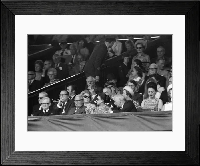 Framed Print : 1971 Wimbledon Ladies Singles Final. Princess Margaret in the Royal Box. 2nd July 1971