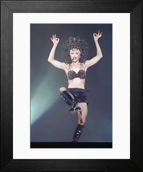 Framed Print : Madonna in concert. The Girlie Show World Tour, Wembley Stadium. 25th September 1993 Framed Print : Madonna in concert. The Girlie Show World Tour, Wembley Stadium. 25th September 1993
