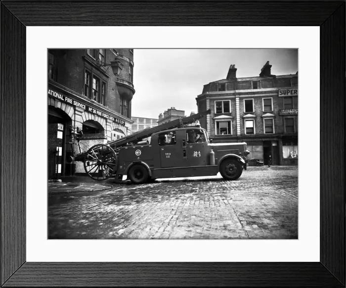Framed Print : A Leyland FKT Pump Escape fire engine seen here outside NFS Fire station A2Z part of Framed Print : A Leyland FKT Pump Escape fire engine seen here outside NFS Fire station A2Z part of