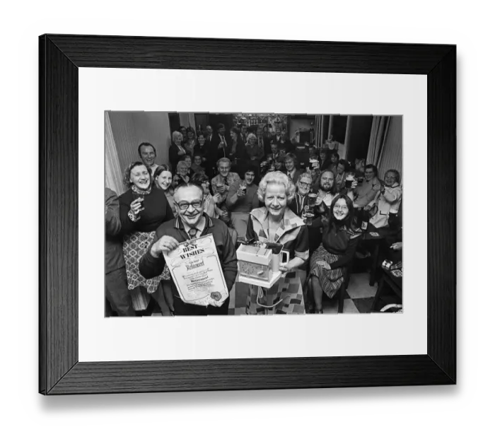 Framed Print : Landlady retires. Teesside. 1976 Framed Print : Landlady retires. Teesside. 1976