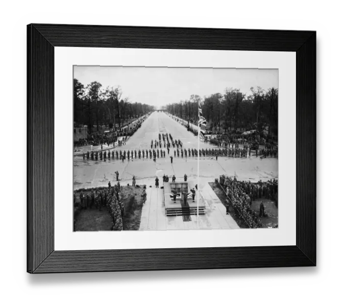 Framed Print : Soldiers of the 8th Army parade in front of the Siegessaule Victory Column Framed Print : Soldiers of the 8th Army parade in front of the Siegessaule Victory Column