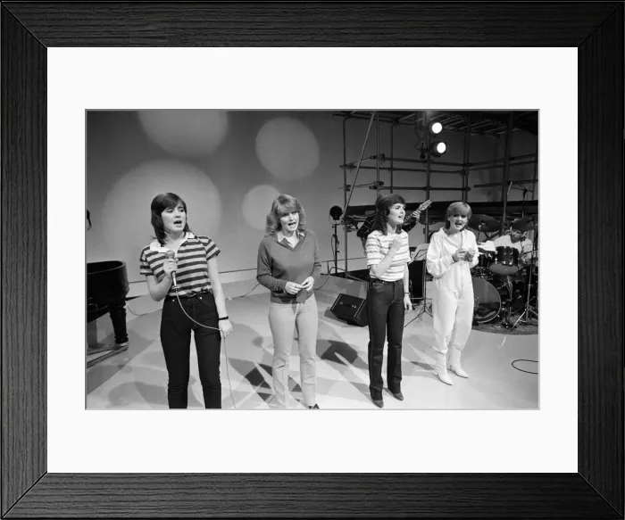 Framed Print : The Nolan sisters filming a TV appearance in Scotland. 8th November 1980 Framed Print : The Nolan sisters filming a TV appearance in Scotland. 8th November 1980