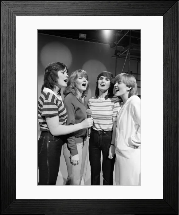 Framed Print : The Nolan sisters filming a TV appearance in Scotland. 8th November 1980