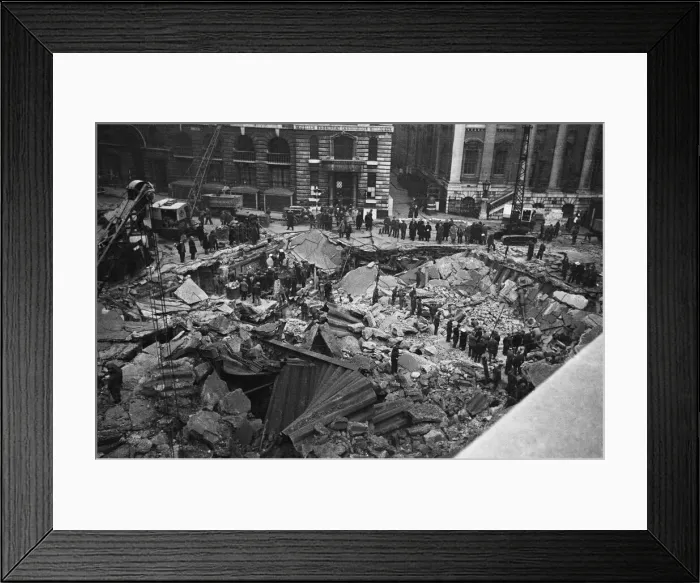 Framed Print : The Bank of England and Royal Exchange after the raid during the night of 11 January 1941