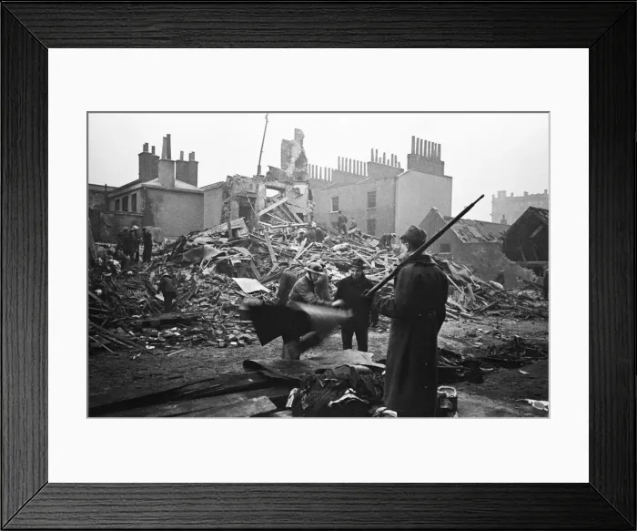 Framed Print : Bomb damage around the City of London following the most devastating raid on London which Framed Print : Bomb damage around the City of London following the most devastating raid on London which
