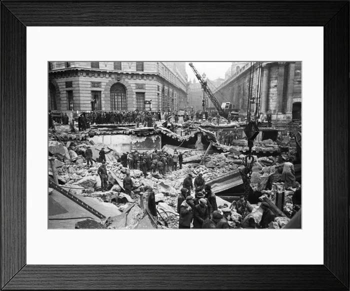 Framed Print : The Bank of England and Royal Exchange after the raid during the night of 11 January 1941