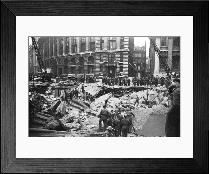 Framed Print : The Bank of England and Royal Exchange after the raid during the night of 11 January 1941