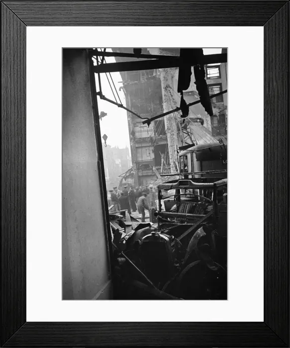 Framed Print : LCC and Civil Defence workers seen here clearing up following a V2 explosion at the Red