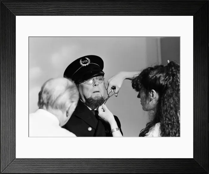 Framed Print : Eric Morecambe and Ernie Wise at rehearsals for a Christmas special