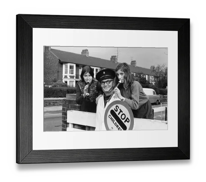 Framed Print : Lollipop Man Retires, Teesside, 1974 Framed Print : Lollipop Man Retires, Teesside, 1974