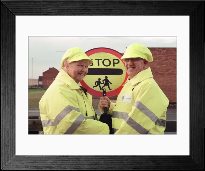 Framed Print : New Uniforms and Signs for Lollipop Ladies and Men to adhere to new EU Regulations Framed Print : New Uniforms and Signs for Lollipop Ladies and Men to adhere to new EU Regulations