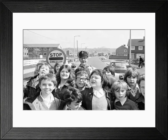 Framed Print : Lollipop Man, Teesside, 1976 Framed Print : Lollipop Man, Teesside, 1976