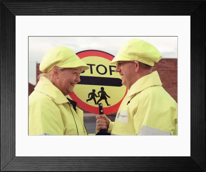 Framed Print : New Uniforms and Signs for Lollipop Ladies and Men to adhere to new EU Regulations