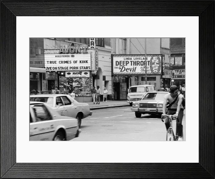 Framed Print : Clubs and movie houses in New York. September 1983