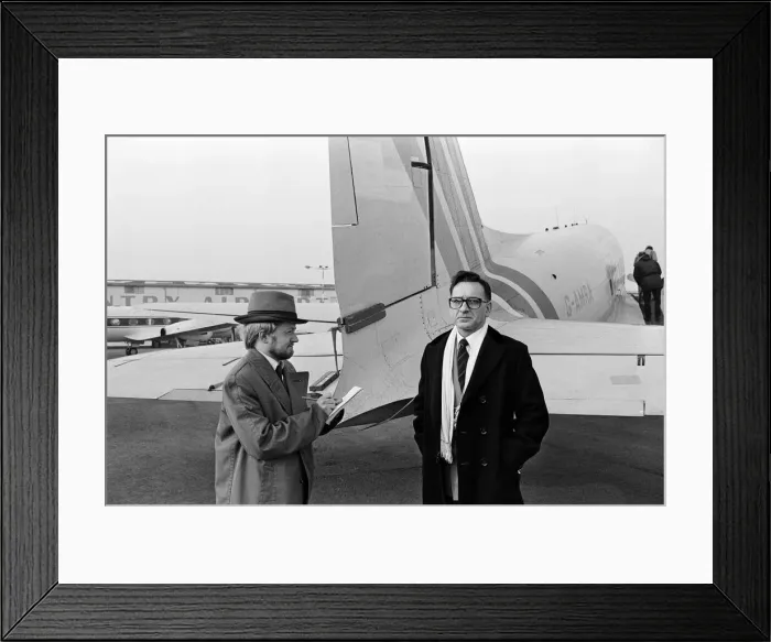 Framed Print : Ben Kingsley at Coventry Airport on the set of Testimony'. 9th March 1987 Framed Print : Ben Kingsley at Coventry Airport on the set of Testimony'. 9th March 1987