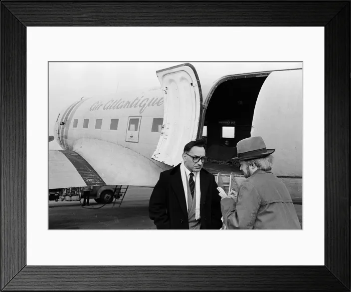 Framed Print : Ben Kingsley at Coventry Airport on the set of Testimony'. 9th March 1987 Framed Print : Ben Kingsley at Coventry Airport on the set of Testimony'. 9th March 1987