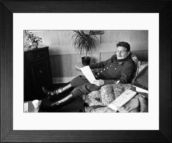 Framed Print : Terence Rigby at Coventry Airport on the set of Testimony'. 9th March 1987 Framed Print : Terence Rigby at Coventry Airport on the set of Testimony'. 9th March 1987