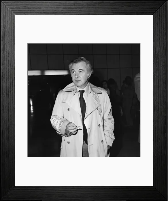 Framed Print : Bryan Forbes leaving Heathrow Airport for Paris. 4th March 1980 Framed Print : Bryan Forbes leaving Heathrow Airport for Paris. 4th March 1980