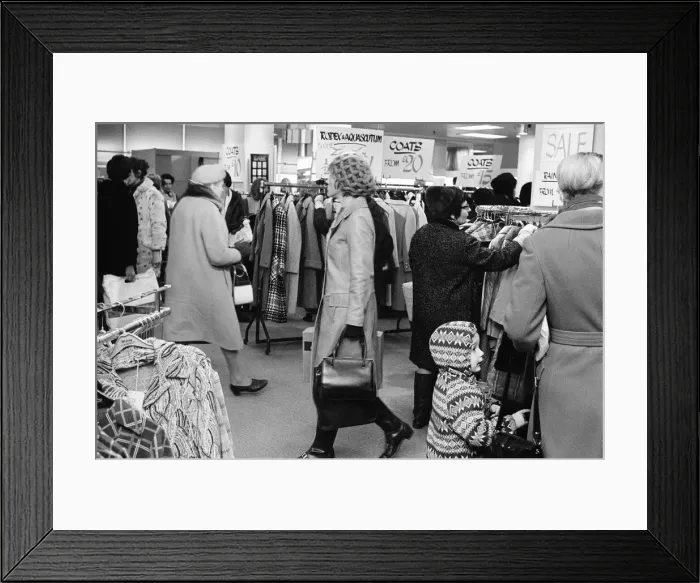 Framed Print : Harveys Sale, Guildford, Surrey, Tuesday 5th January 1971 Framed Print : Harveys Sale, Guildford, Surrey, Tuesday 5th January 1971