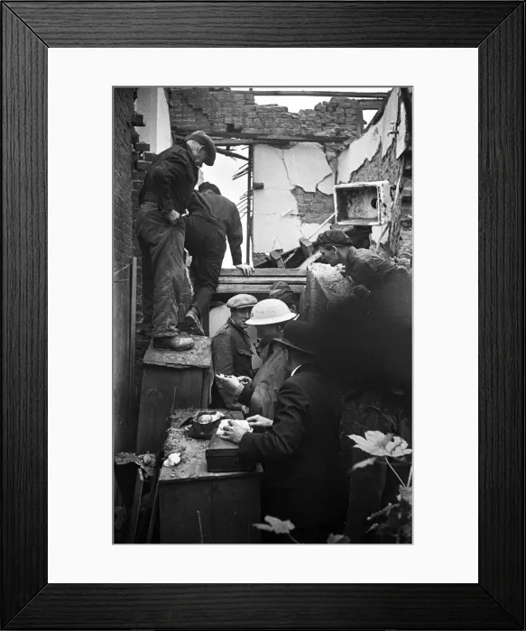 Framed Print : The clear up operation and the search for survivors and victims of the first V1 attack Framed Print : The clear up operation and the search for survivors and victims of the first V1 attack