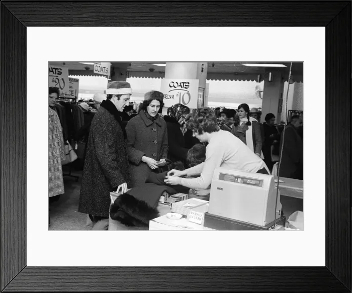 Framed Print : Harveys Sale, Guildford, Surrey, Tuesday 5th January 1971 Framed Print : Harveys Sale, Guildford, Surrey, Tuesday 5th January 1971