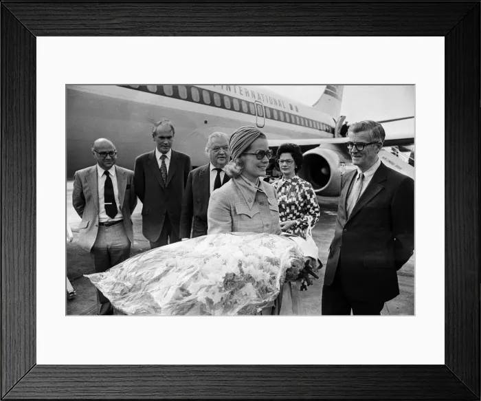 Framed Print : Princess Grace of Monaco, arriving at Dublin airport. 27th June 1973