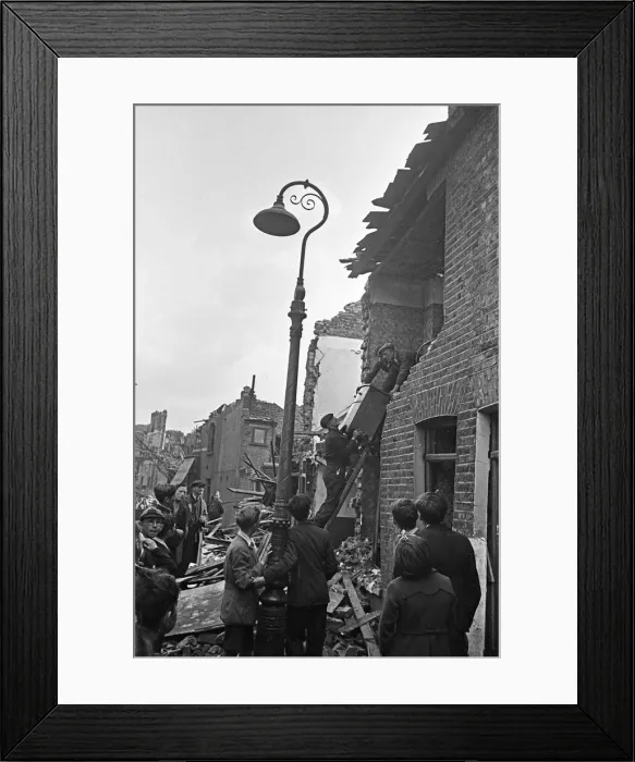Framed Print : The clear up operation and the search for survivors and victims of the first V1 attack Framed Print : The clear up operation and the search for survivors and victims of the first V1 attack
