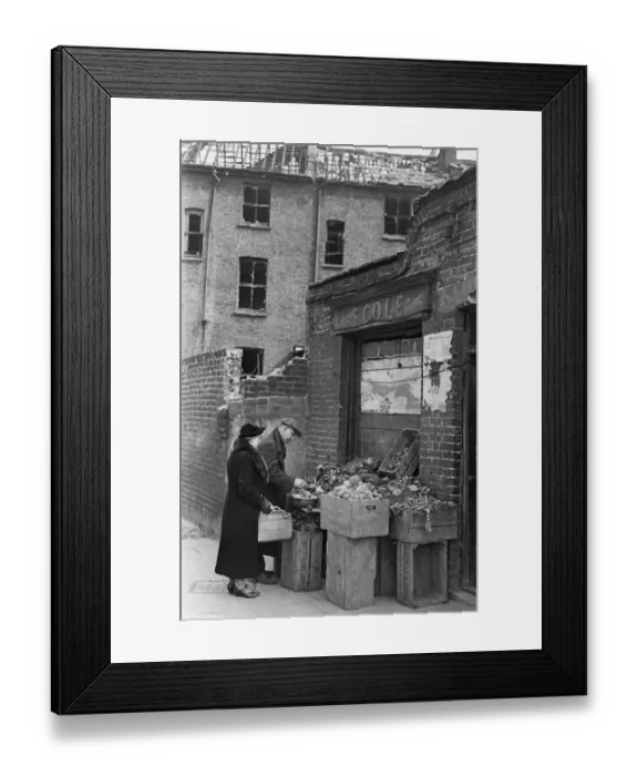 Framed Print : East End greengrocer doing his best to remain open for his customers despite Framed Print : East End greengrocer doing his best to remain open for his customers despite