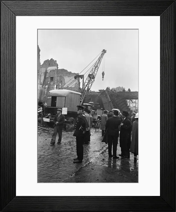 Framed Print : The clear up operation and the search for survivors and victims of the first V1 attack