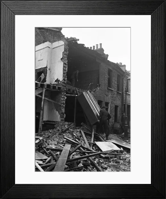 Framed Print : The clear up operation and the search for survivors and victims of the first V1 attack Framed Print : The clear up operation and the search for survivors and victims of the first V1 attack
