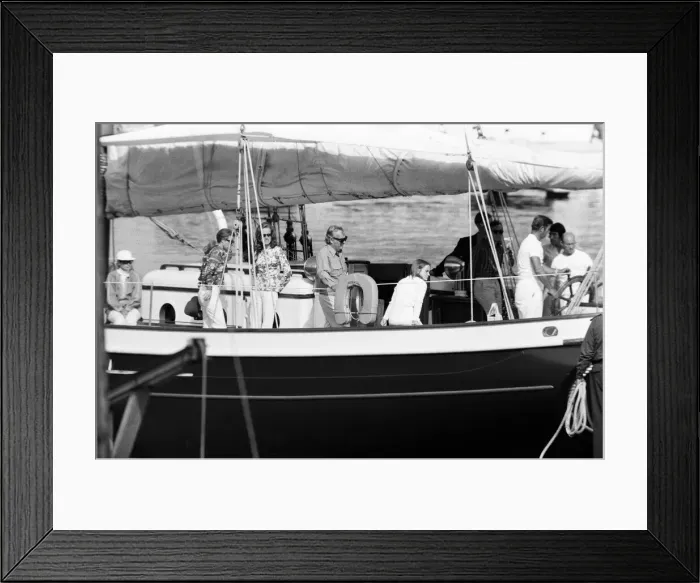 Framed Print : Princess Grace and Prince Rainier of Monaco host Princess Anne for lunch aboard their Framed Print : Princess Grace and Prince Rainier of Monaco host Princess Anne for lunch aboard their